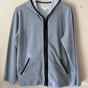 Norm Thompson Womens Hooded Sweatshirt Black Velvet Trim Size XL